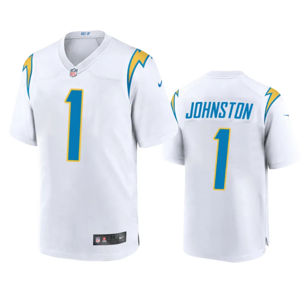Men's Los Angeles Chargers #1 Quentin Johnston White Stitched Game Jersey